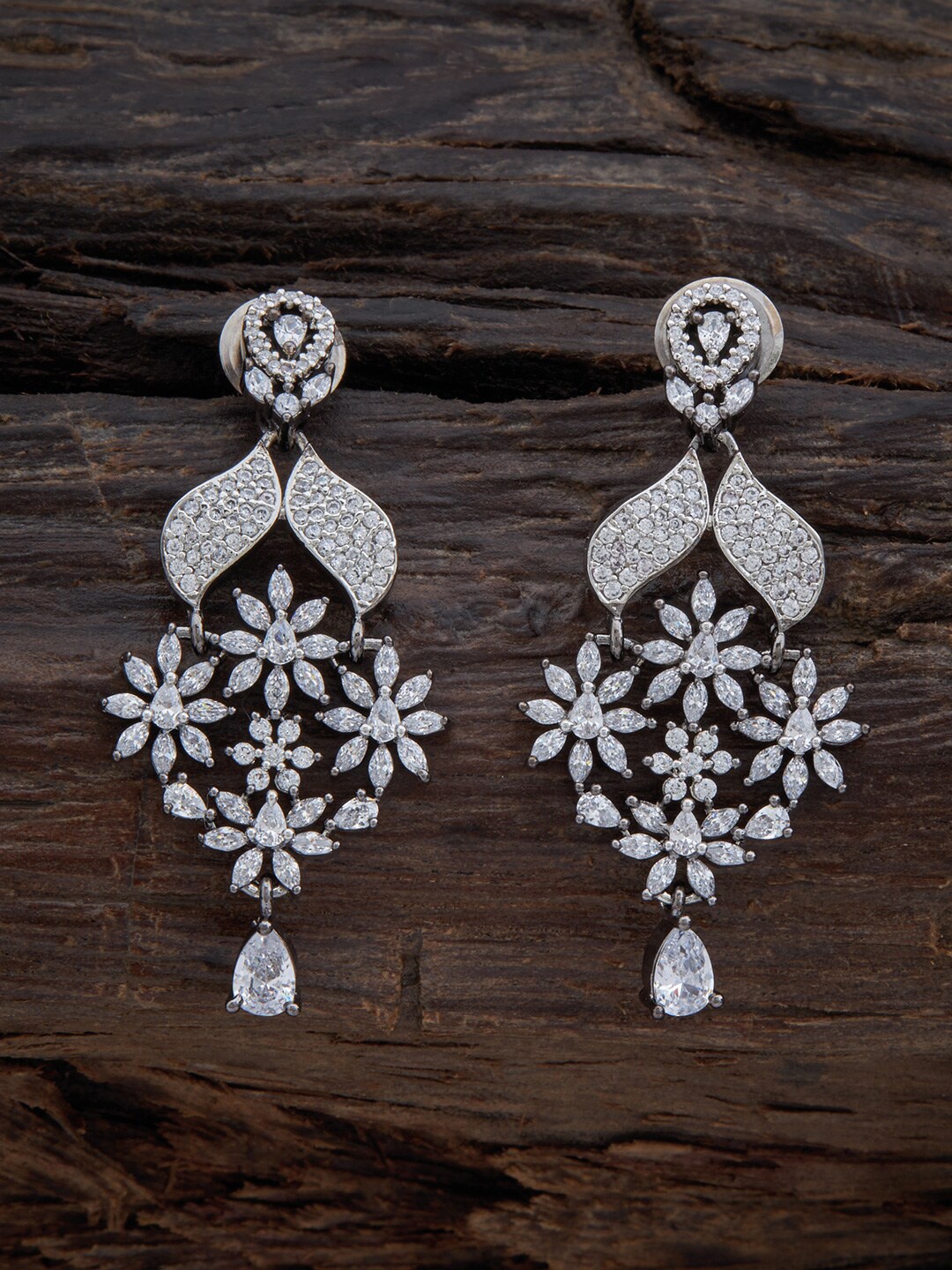 Kushal's Fashion Jewellery Silver-Toned & White CZ Studded Rhodium-Plated Drop Earrings
Kushal's Fashion Jewellery Silver-Toned & White CZ Studded Rhodium-Plated Drop Earrings