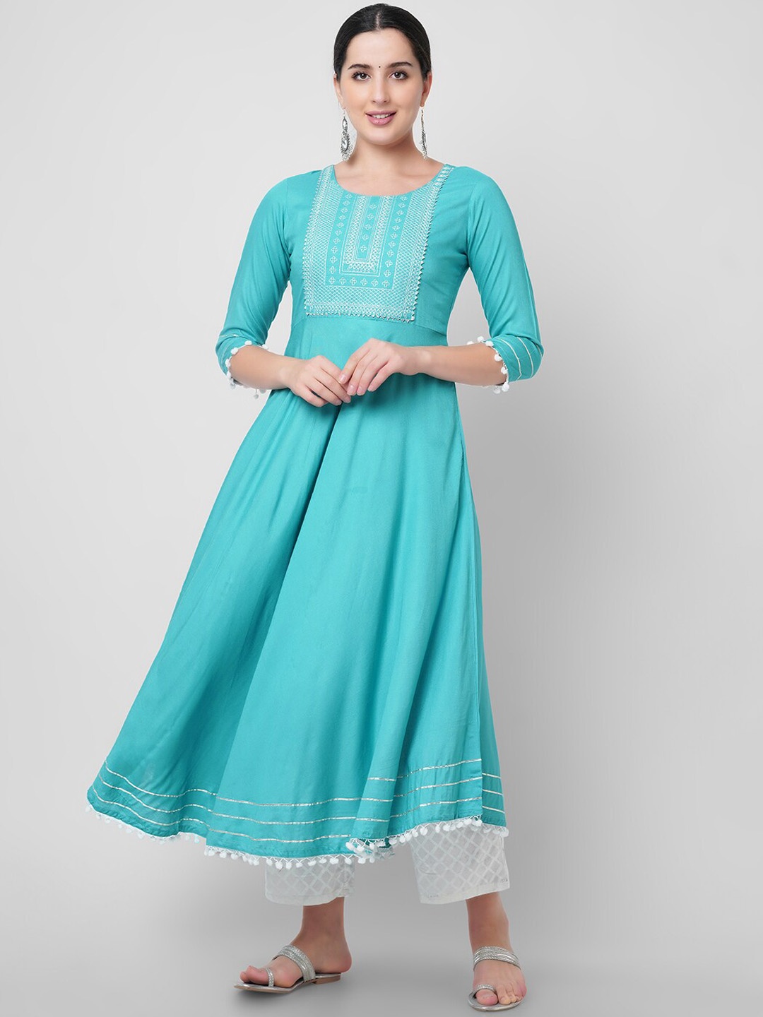 KALINI Ethnic Motifs Embroidered Thread Work Handloom Anarkali Empire Kurta, Sea green
KALINI Ethnic Motifs Embroidered Thread Work Handloom Anarkali Empire Kurta, Sea green