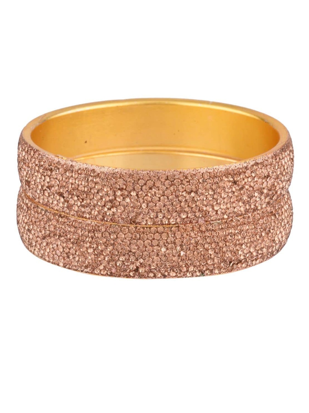 Efulgenz Set Of 2 Gold-Plated Brown Crystal Studded Bangles