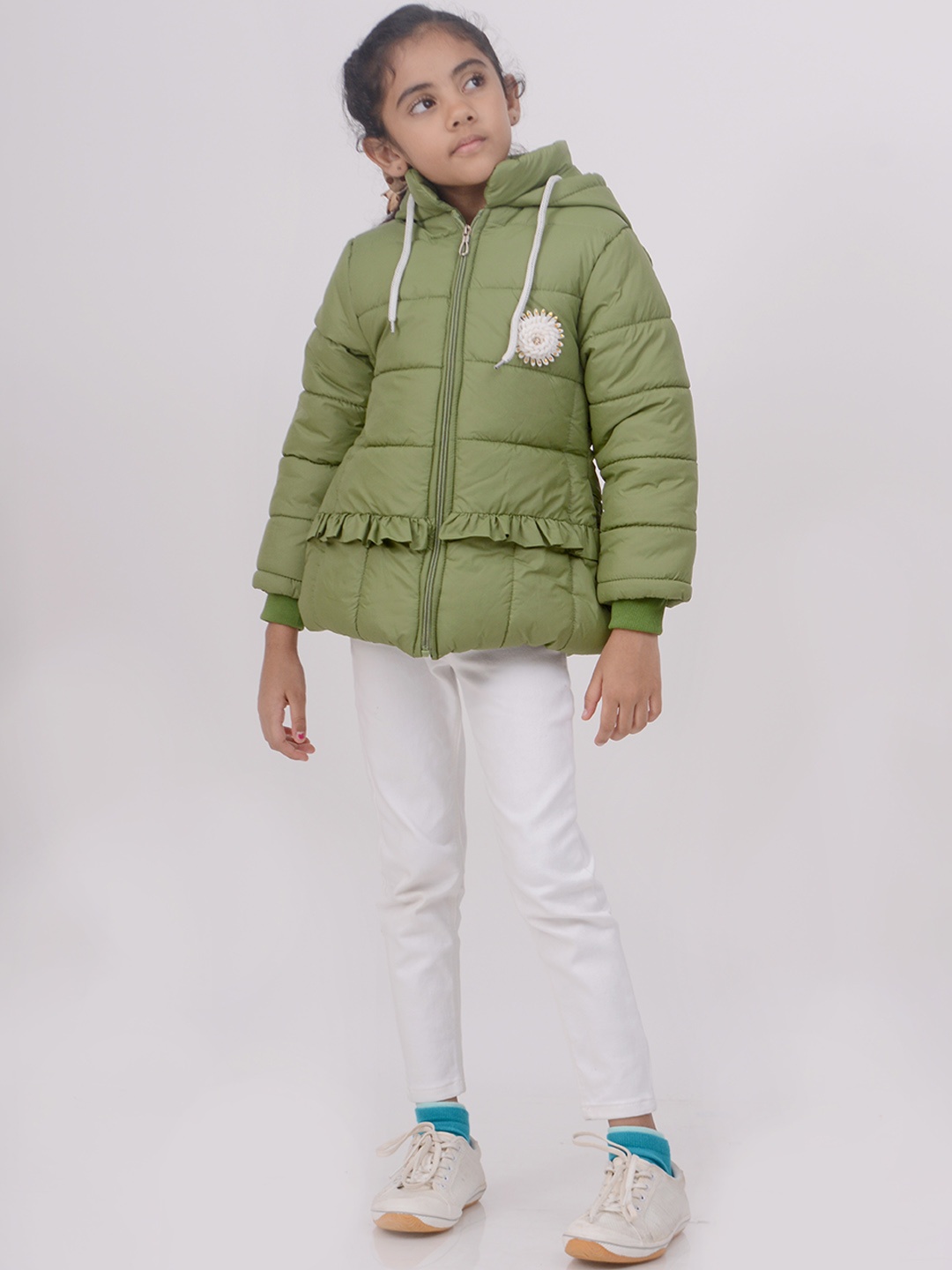 Toonyport Girls Green Padded Hooded Jacket