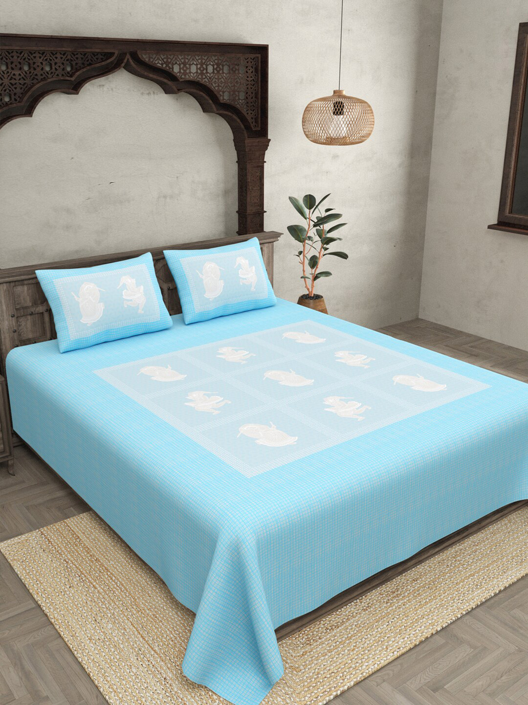 JAIPUR FABRIC Blue & White Ethnic Motifs Cotton 300 TC King Bedsheet with 2 Pillow Covers
JAIPUR FABRIC Blue & White Ethnic Motifs Cotton 300 TC King Bedsheet with 2 Pillow Covers