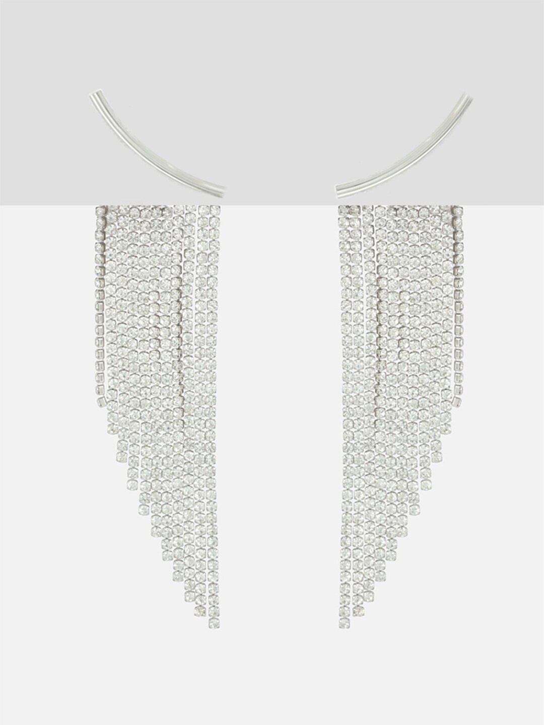 Tipsyfly White & Silver-Toned Contemporary Drop Earrings