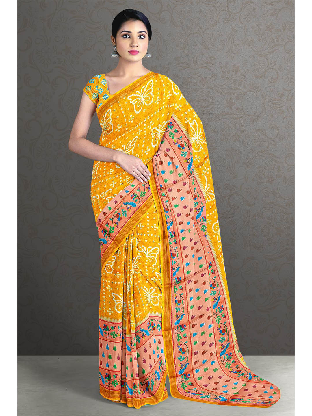 Kalamandir Yellow & White Bandhani Saree
Kalamandir Yellow & White Bandhani Saree