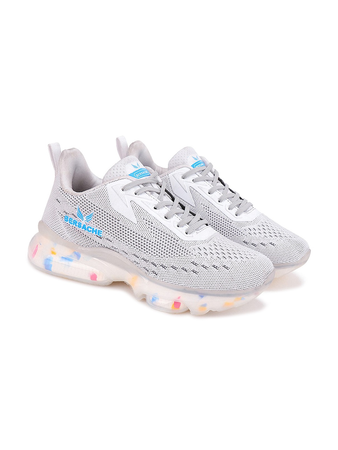 BERSACHE Men White Woven Design Sneakers