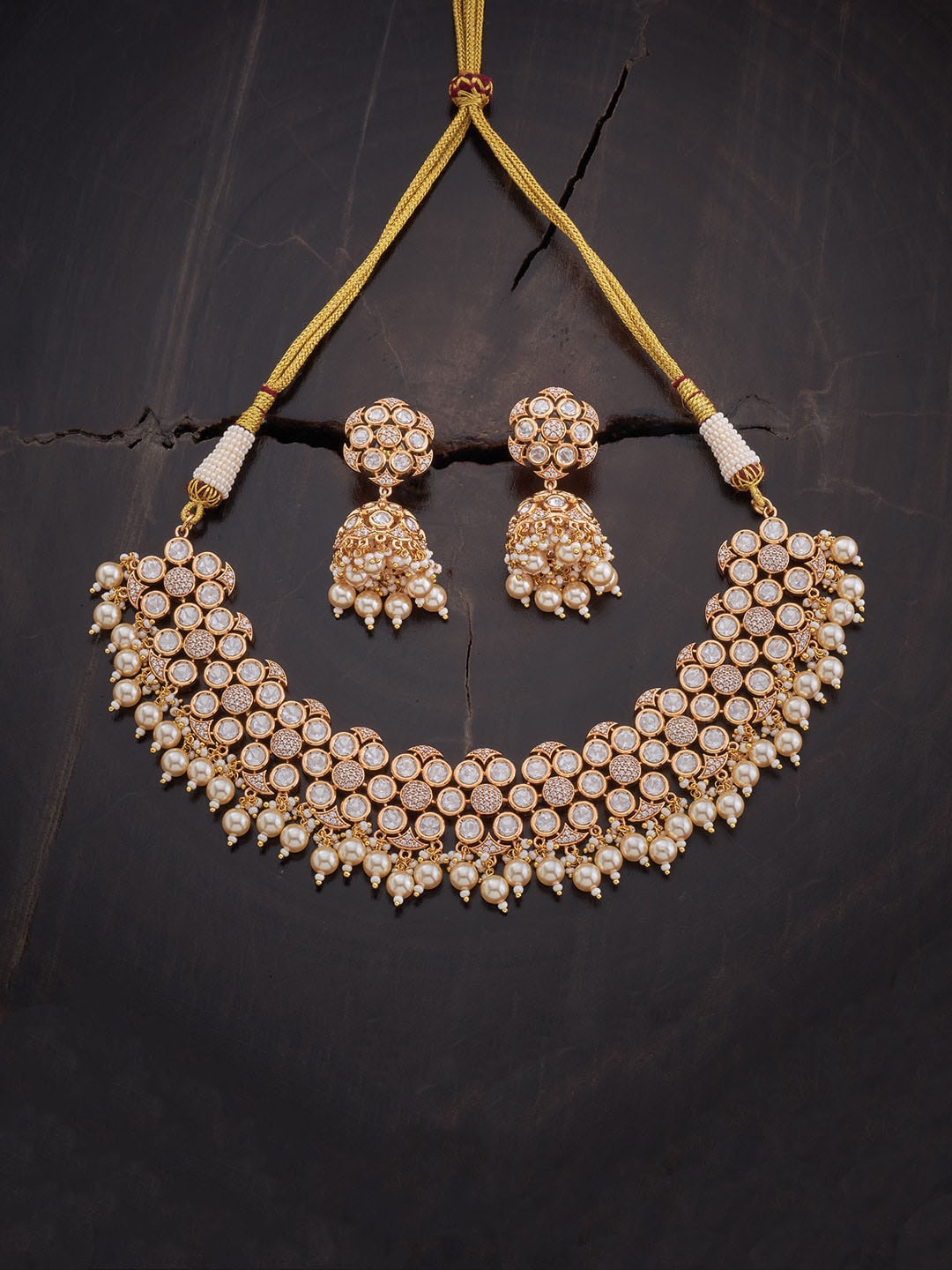 Kushal's Fashion Jewellery Gold Plated White Stone-Studded & Pearl Beaded Jewellery Set
Kushal's Fashion Jewellery Gold Plated White Stone-Studded & Pearl Beaded Jewellery Set