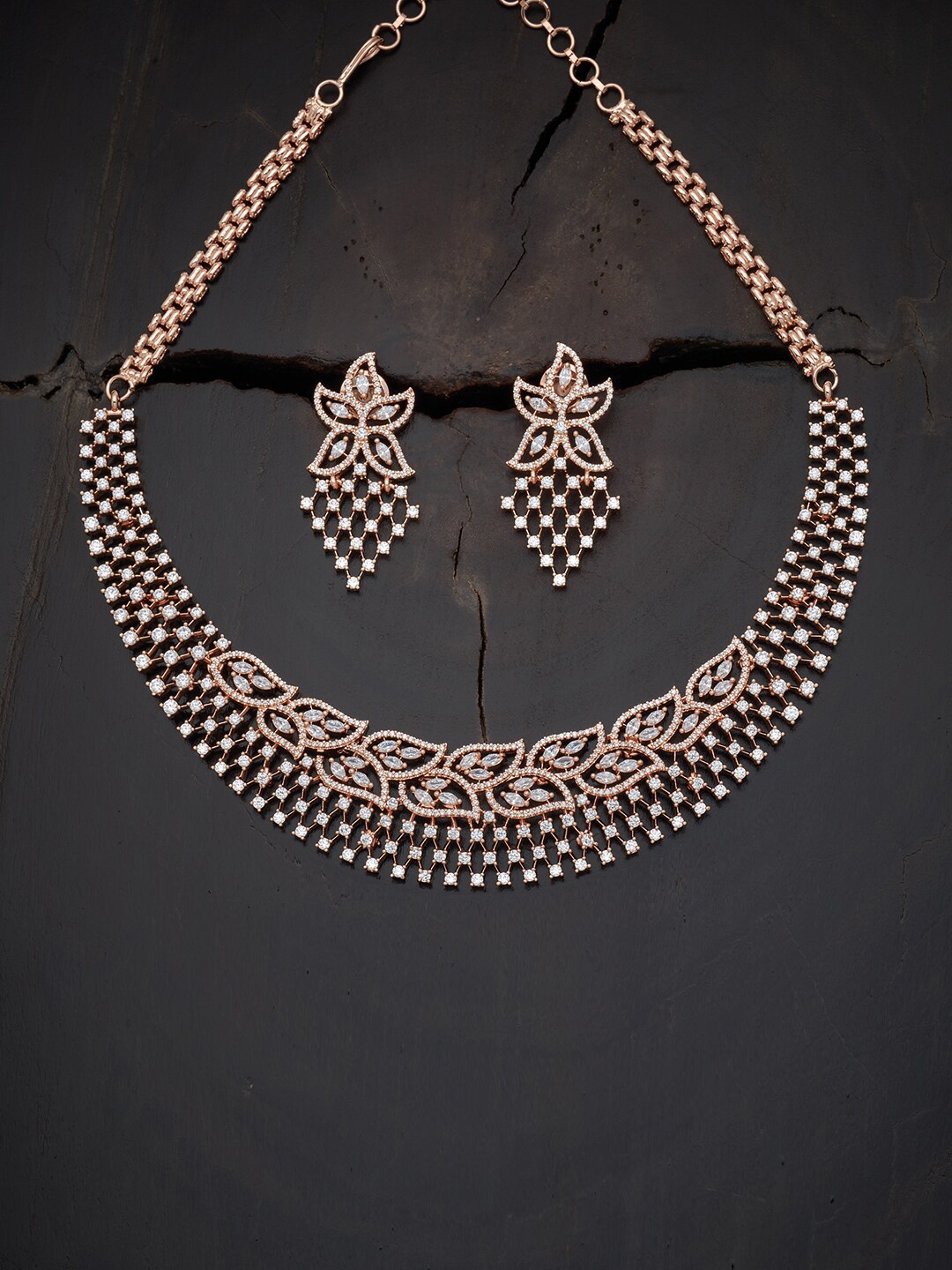 Kushal's Fashion Jewellery Women Rose Gold-Plated White CZ Stone-Studded Jewellery Set
Kushal's Fashion Jewellery Women Rose Gold-Plated White CZ Stone-Studded Jewellery Set
