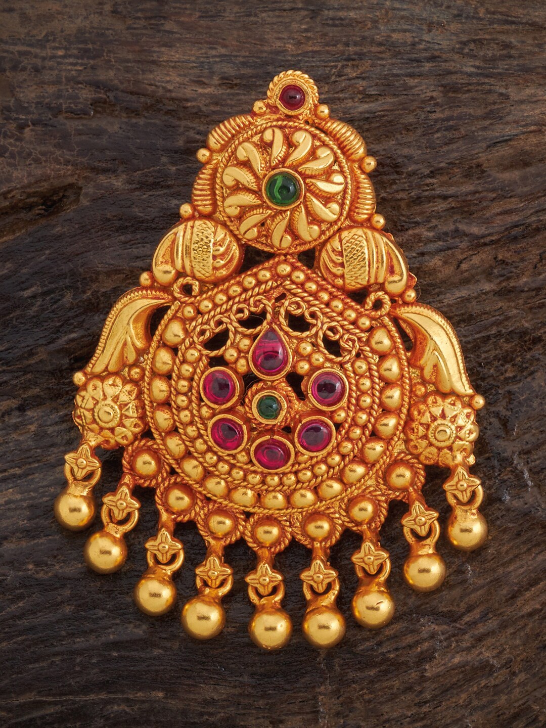 Kushal's Fashion Jewellery 92.5 Pure Silver Gold-Toned Red & Green Stone-Studded & Beaded Pendant
Kushal's Fashion Jewellery 92.5 Pure Silver Gold-Toned Red & Green Stone-Studded & Beaded Pendant