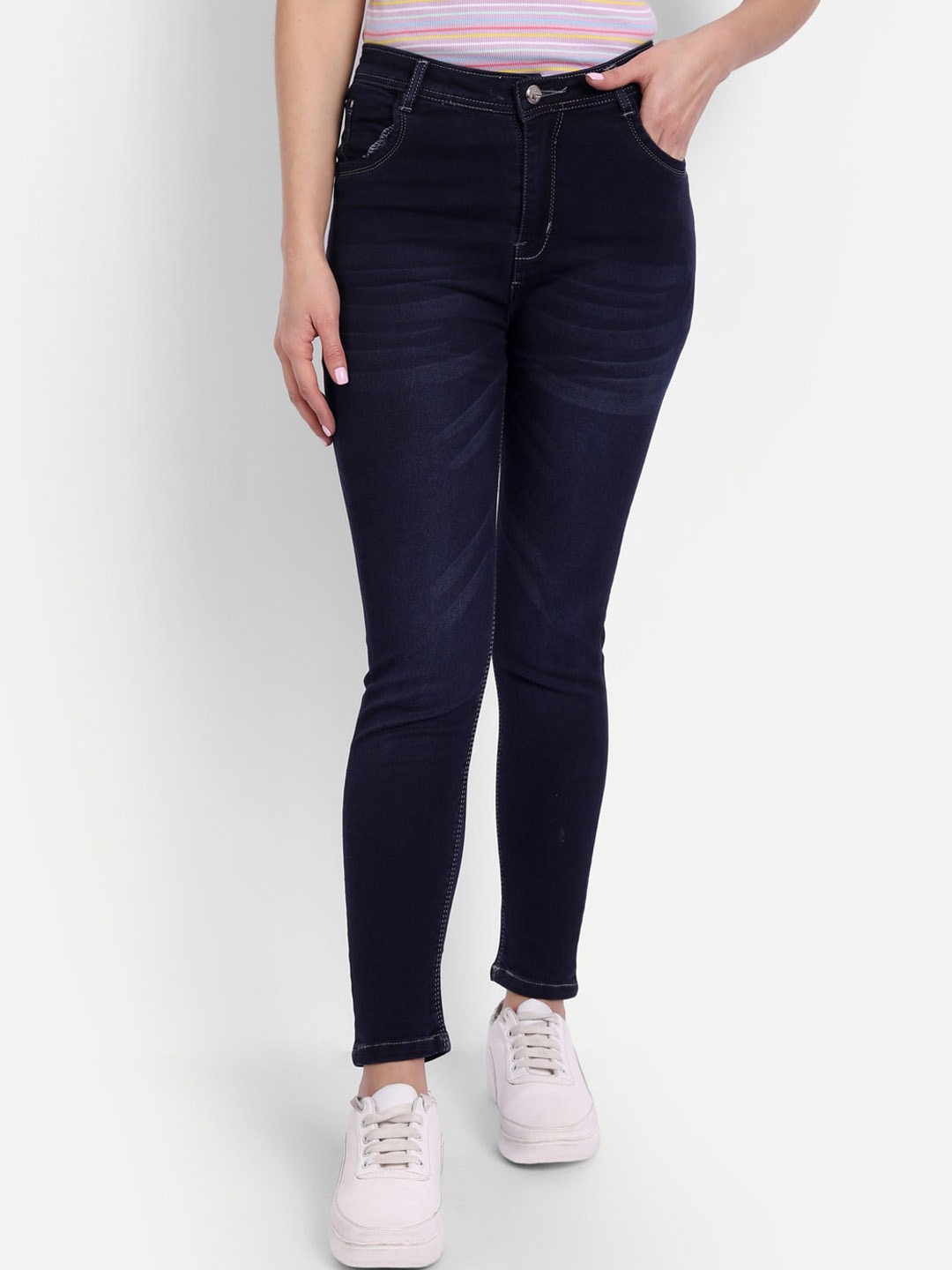 BROADSTAR Women Navy Blue Cotton Jean Skinny Fit High-Rise Light Fade Stretchable Jeans
BROADSTAR Women Navy Blue Cotton Jean Skinny Fit High-Rise Light Fade Stretchable Jeans