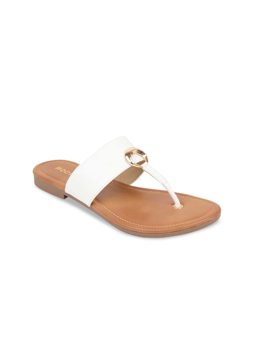 Rocia Women T-Strap Flats, White