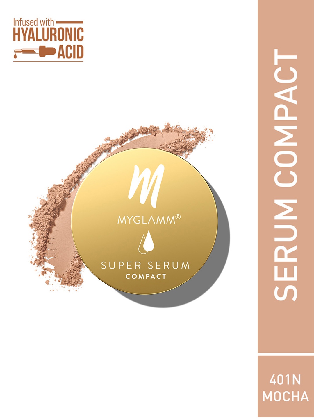 MyGlamm Super Serum Hydrating Compact Powder with Hyaluronic Acid 9g - Mocha 401N, Beige
MyGlamm Super Serum Hydrating Compact Powder with Hyaluronic Acid 9g - Mocha 401N, Beige