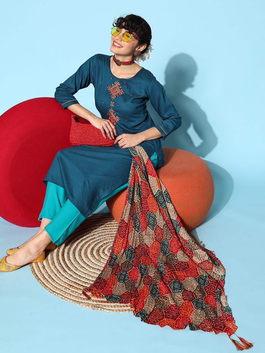 SheWill Women Blue Ethnic Motifs Yoke Design Thread Work Kurta with Trousers & With Dupatta
SheWill Women Blue Ethnic Motifs Yoke Design Thread Work Kurta with Trousers & With Dupatta