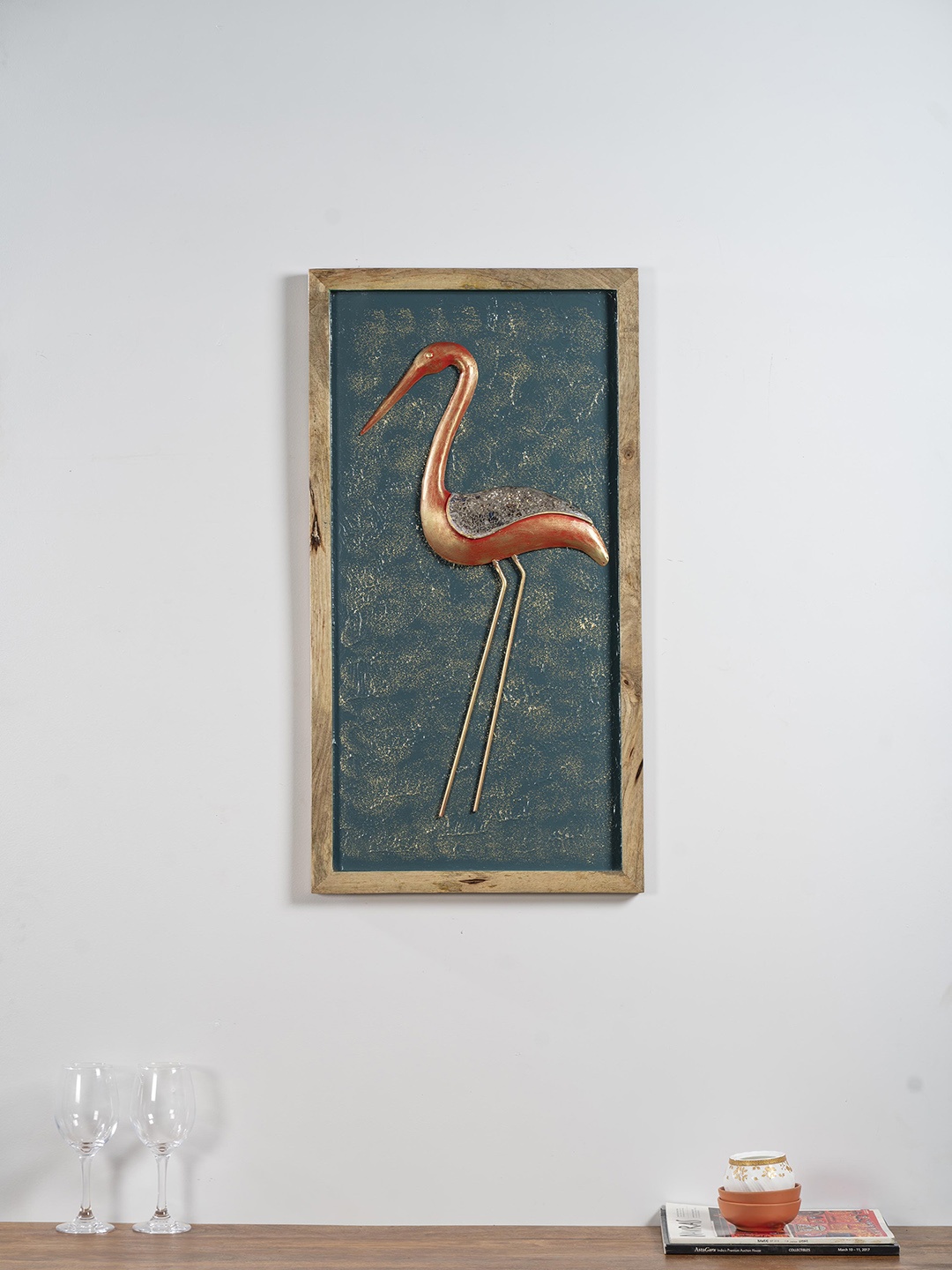 vedas Gold-Toned French Flamingo Frame Wall Decor