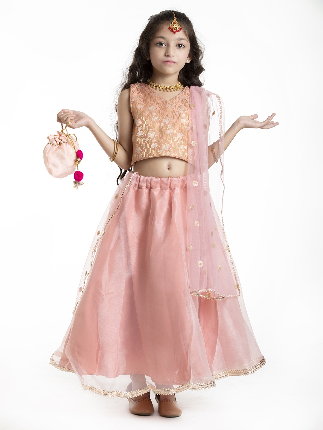 BYB PREMIUM Girls Peach-Coloured & Pink Ready to Wear Lehenga & Blouse With Dupatta
BYB PREMIUM Girls Peach-Coloured & Pink Ready to Wear Lehenga & Blouse With Dupatta