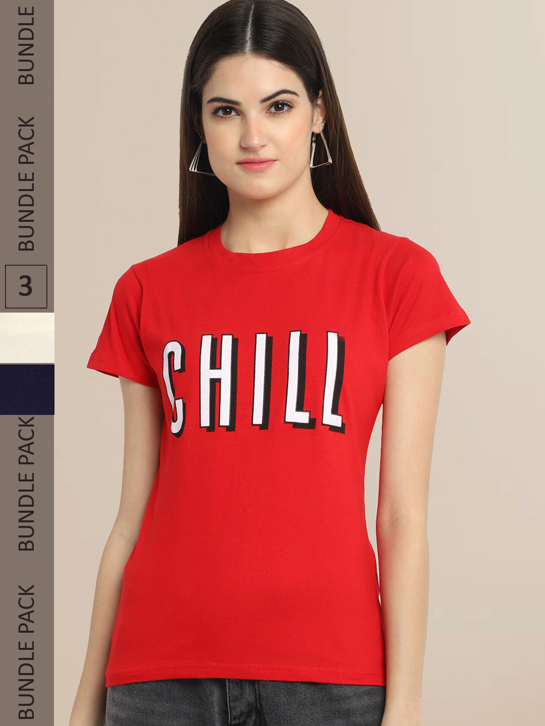 Fabflee Women Red & Cream Pack of 3 Graphic Printed Cotton T-shirt
Fabflee Women Red & Cream Pack of 3 Graphic Printed Cotton T-shirt