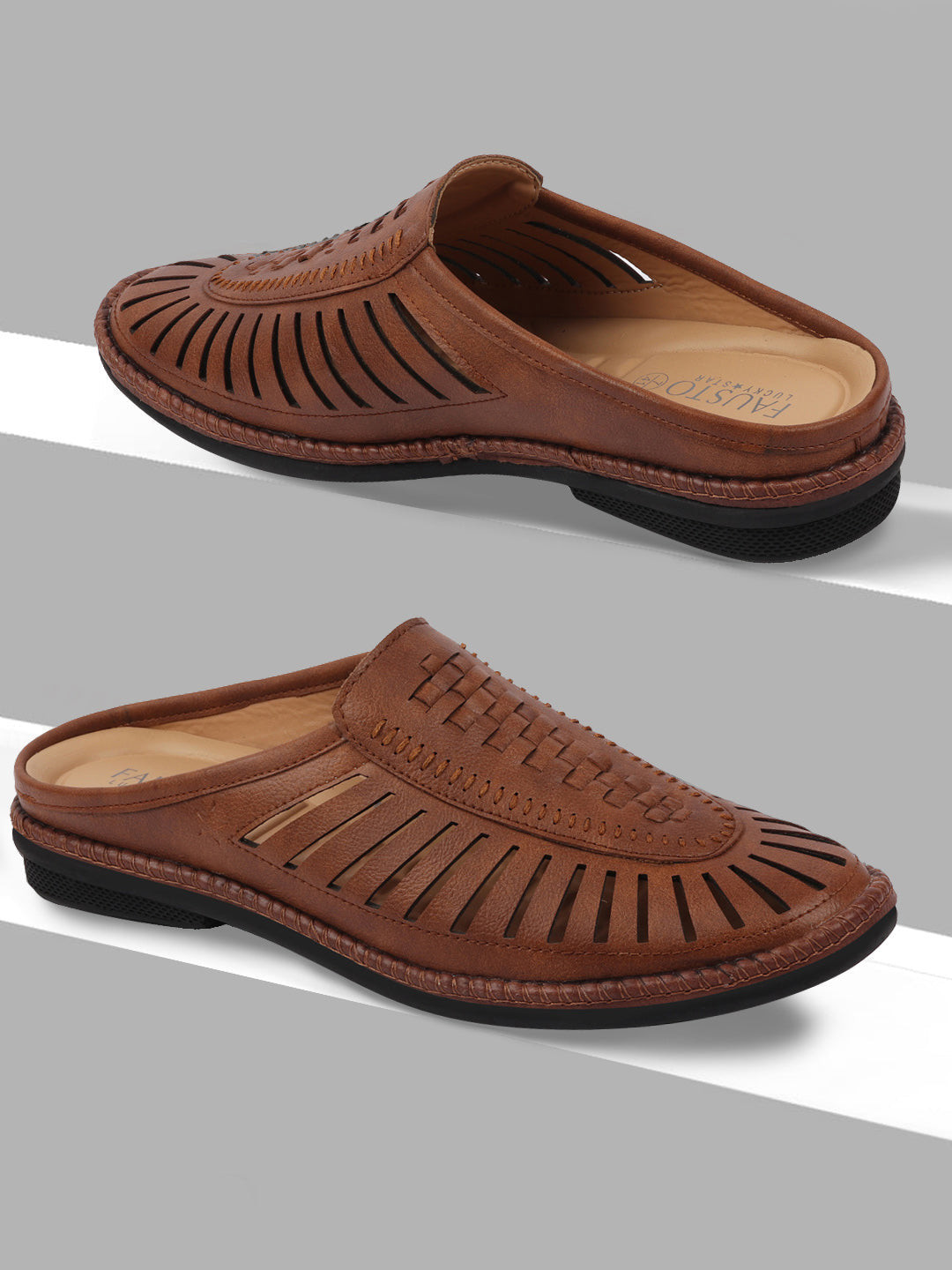 FAUSTO Men Brown Textured PU Lightweight Mojaris
FAUSTO Men Brown Textured PU Lightweight Mojaris