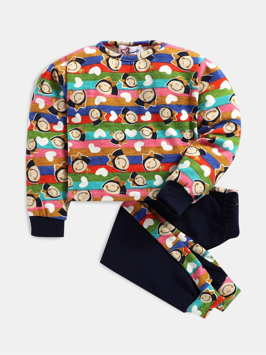 Hopscotch Girls Navy Blue & Beige Conversational Printed Pure Cotton Sweatshirt and Jogger
Hopscotch Girls Navy Blue & Beige Conversational Printed Pure Cotton Sweatshirt and Jogger