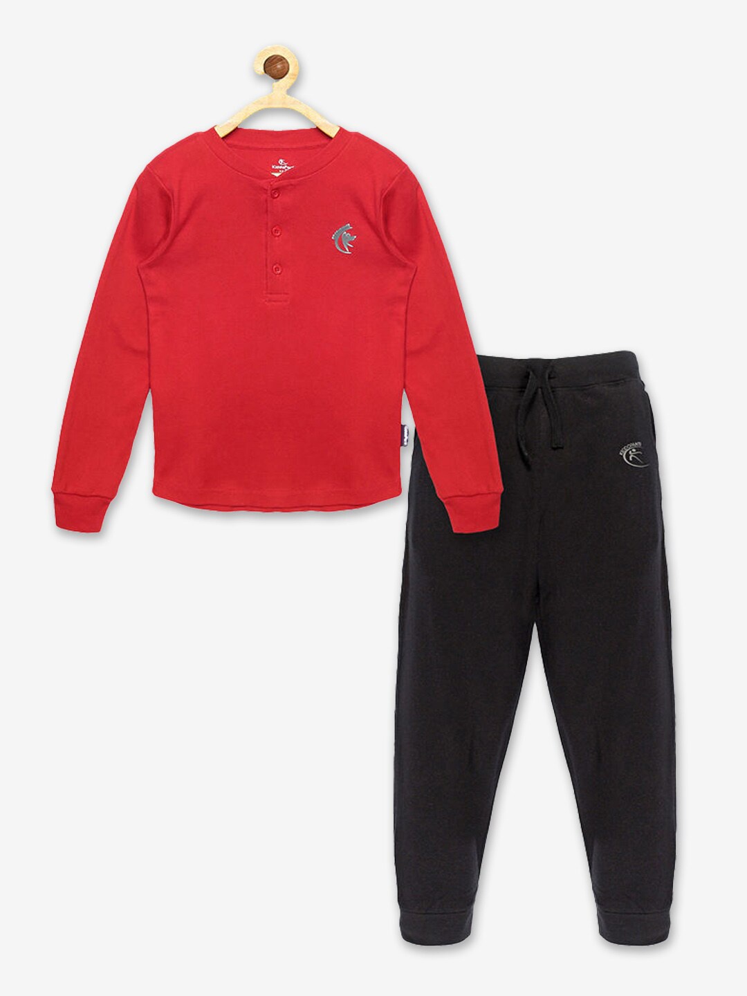 Hopscotch Boys Red & Black Pure Cotton Top with Pyjamas