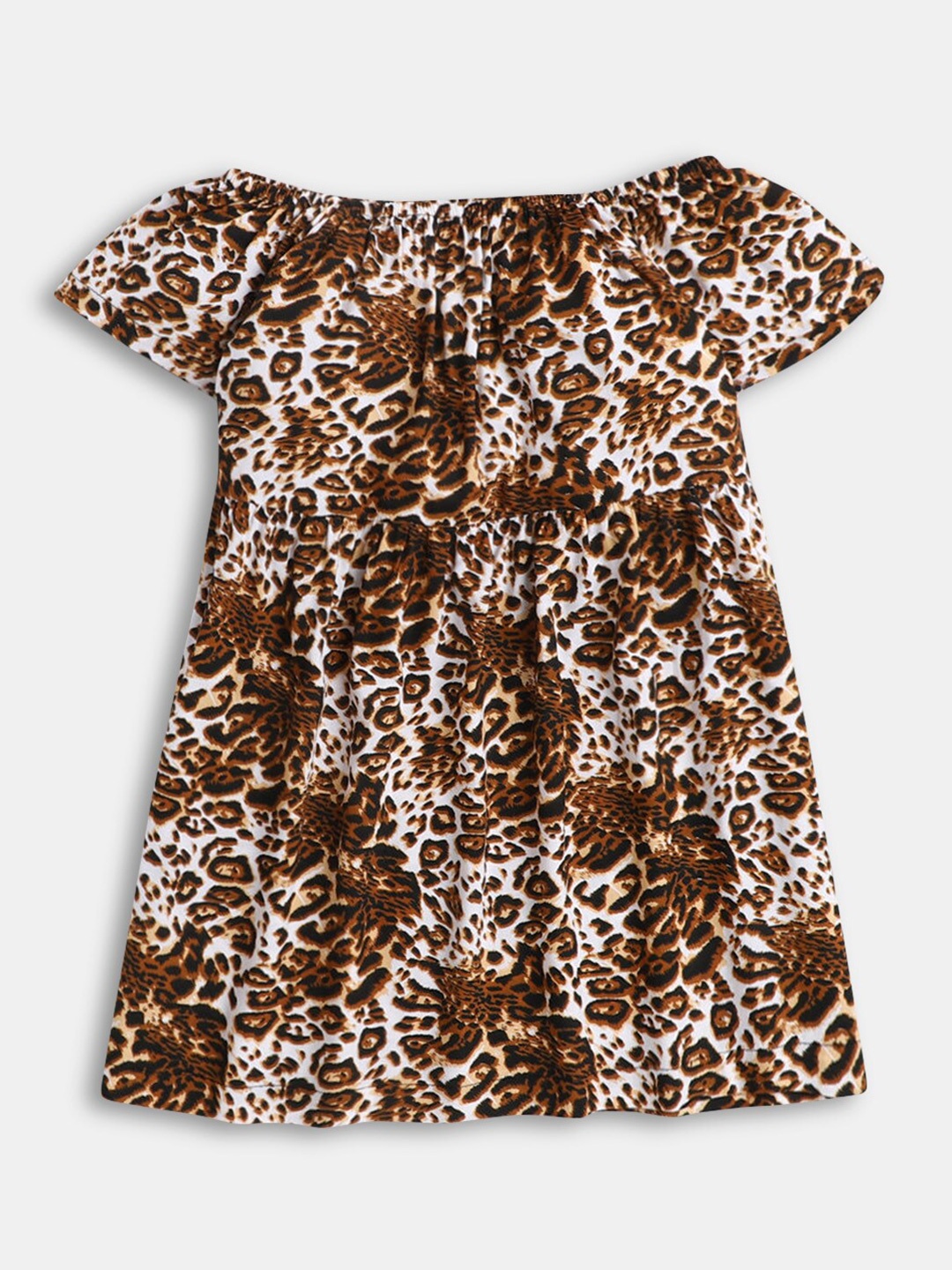 Hopscotch Girls White Printed A-Line Cotton Dress
