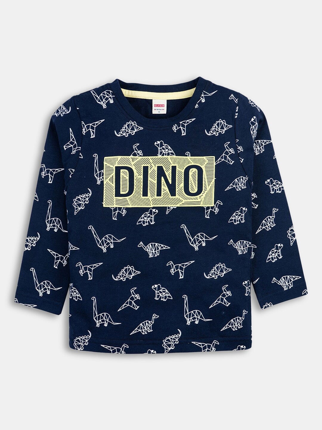 Hopscotch Boys Navy Blue Printed T-shirt