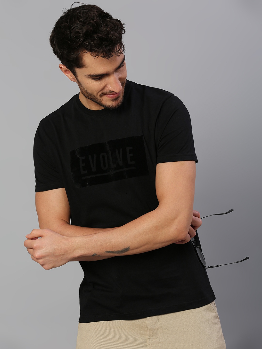 Dennis Lingo Men Black Pure Cotton T-shirt