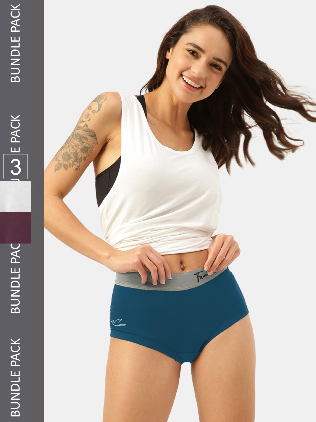 FREECULTR Women Pack Of 3 Anti Microbial Ultra Soft Cult Waistband Boxer Briefs, White
FREECULTR Women Pack Of 3 Anti Microbial Ultra Soft Cult Waistband Boxer Briefs, White