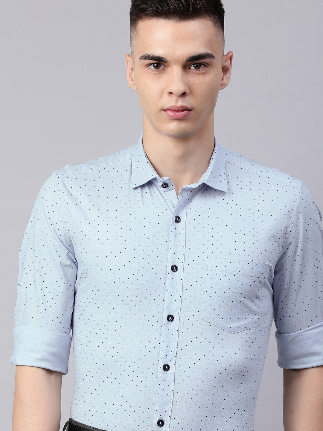 5TH ANFOLD Men Slim Fit Printed Formal Shirt, Blue