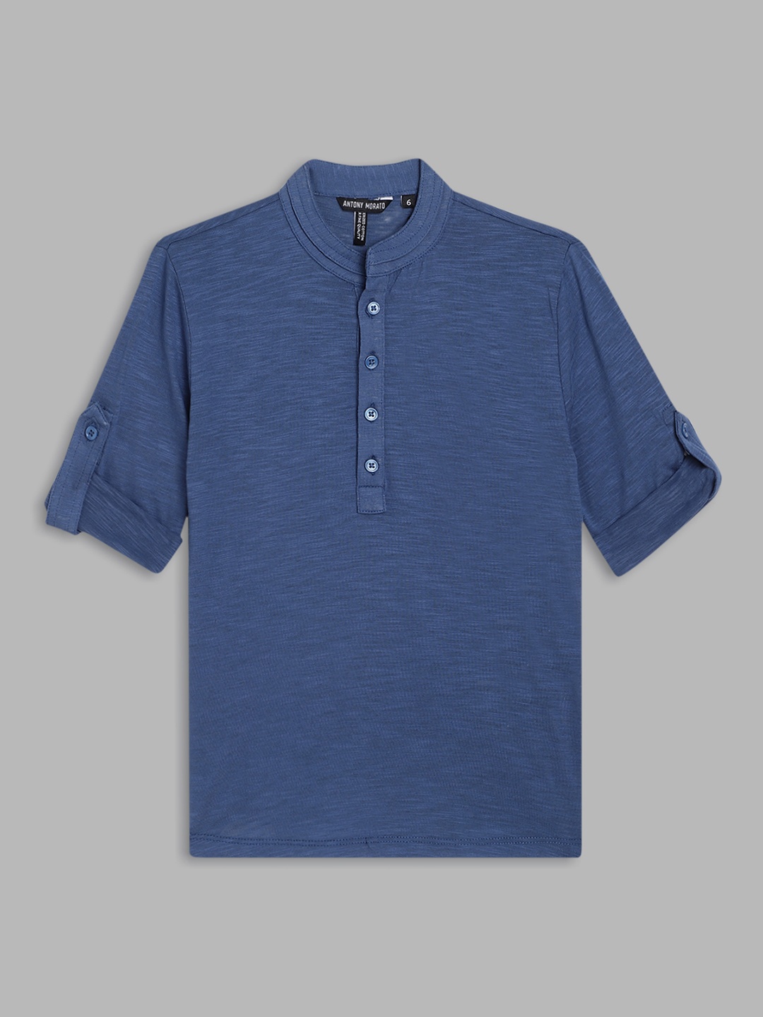 Antony Morato Boys Navy Blue Mandarin Collar Roll-Up Sleeves Pure Cotton T-shirt
Antony Morato Boys Navy Blue Mandarin Collar Roll-Up Sleeves Pure Cotton T-shirt