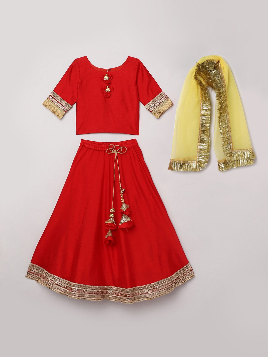 BYB PREMIUM Girls Red & Yellow Sequinned Ready to Wear Lehenga & Blouse With Dupatta
BYB PREMIUM Girls Red & Yellow Sequinned Ready to Wear Lehenga & Blouse With Dupatta