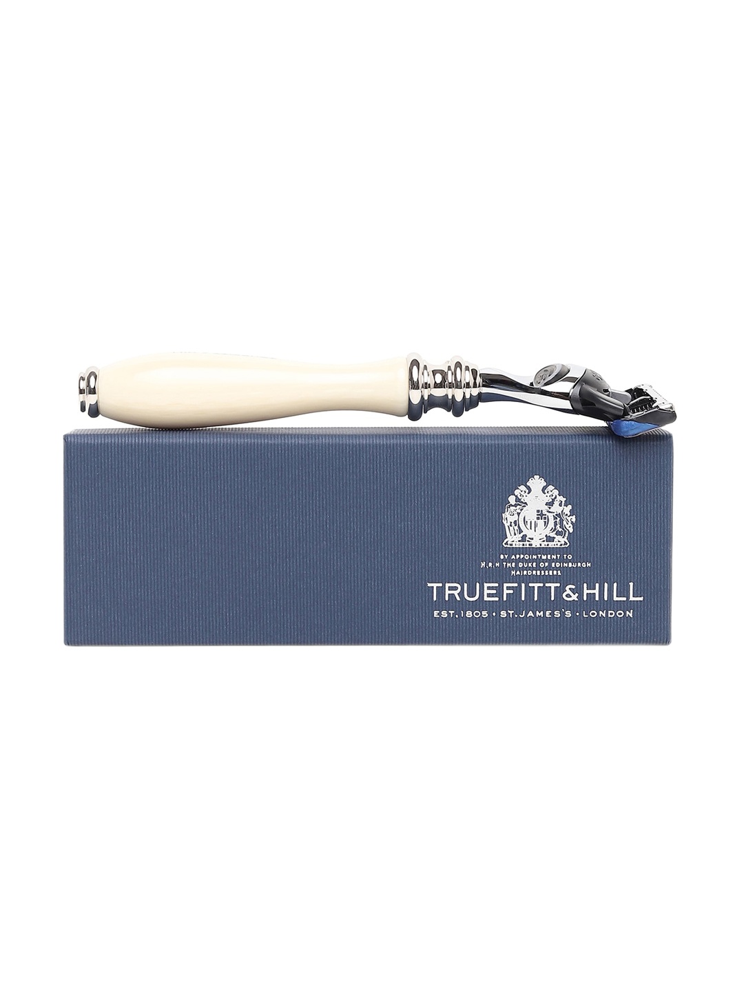 TRUEFITT & HILL Men Faux Ivory Chrome Wellington Fusion Handcrafted Shaving Razor, Beige
TRUEFITT & HILL Men Faux Ivory Chrome Wellington Fusion Handcrafted Shaving Razor, Beige