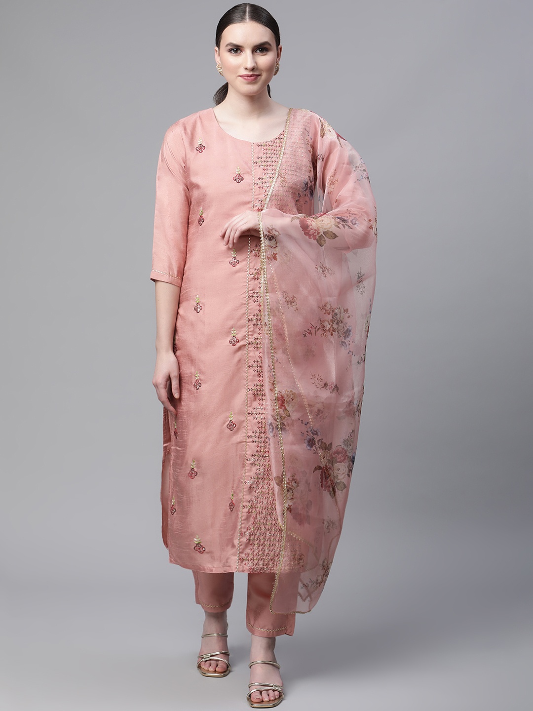 SERONA FABRICS Women Pink Floral Printed Beads and Stones Kurta with Trousers & Dupatta
SERONA FABRICS Women Pink Floral Printed Beads and Stones Kurta with Trousers & Dupatta
