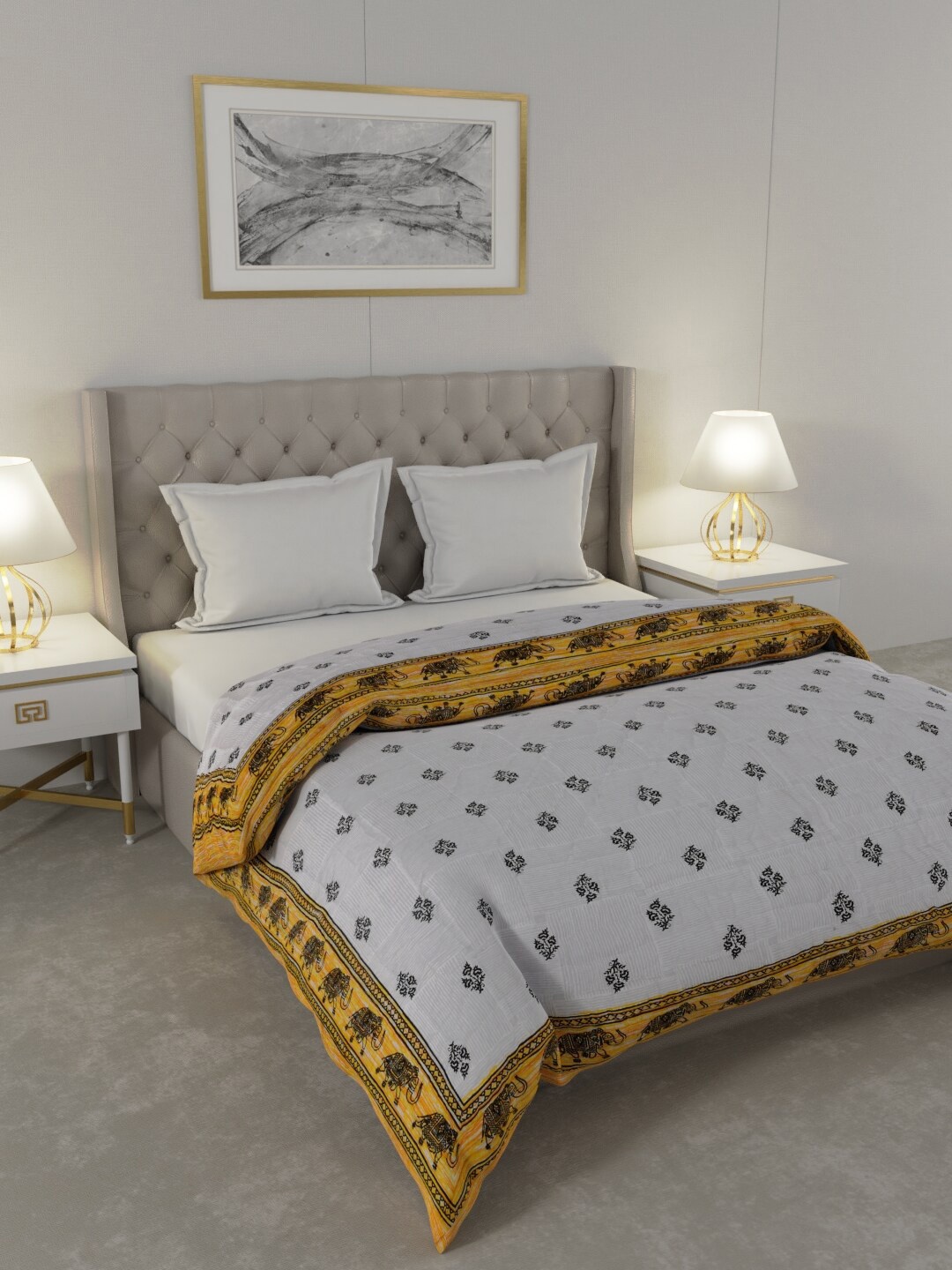 JAIPUR FABRIC Grey & Yellow Floral Printed Heavy Winter 300 GSM Cotton Double Bed Quilt
JAIPUR FABRIC Grey & Yellow Floral Printed Heavy Winter 300 GSM Cotton Double Bed Quilt