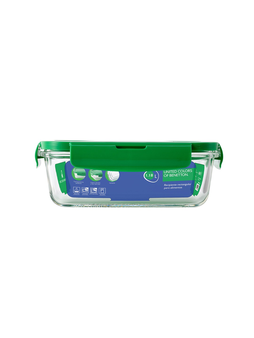 United Colors of Benetton Rainbow Transparent & Green Glass Food Container with Lid 840 ml
United Colors of Benetton Rainbow Transparent & Green Glass Food Container with Lid 840 ml