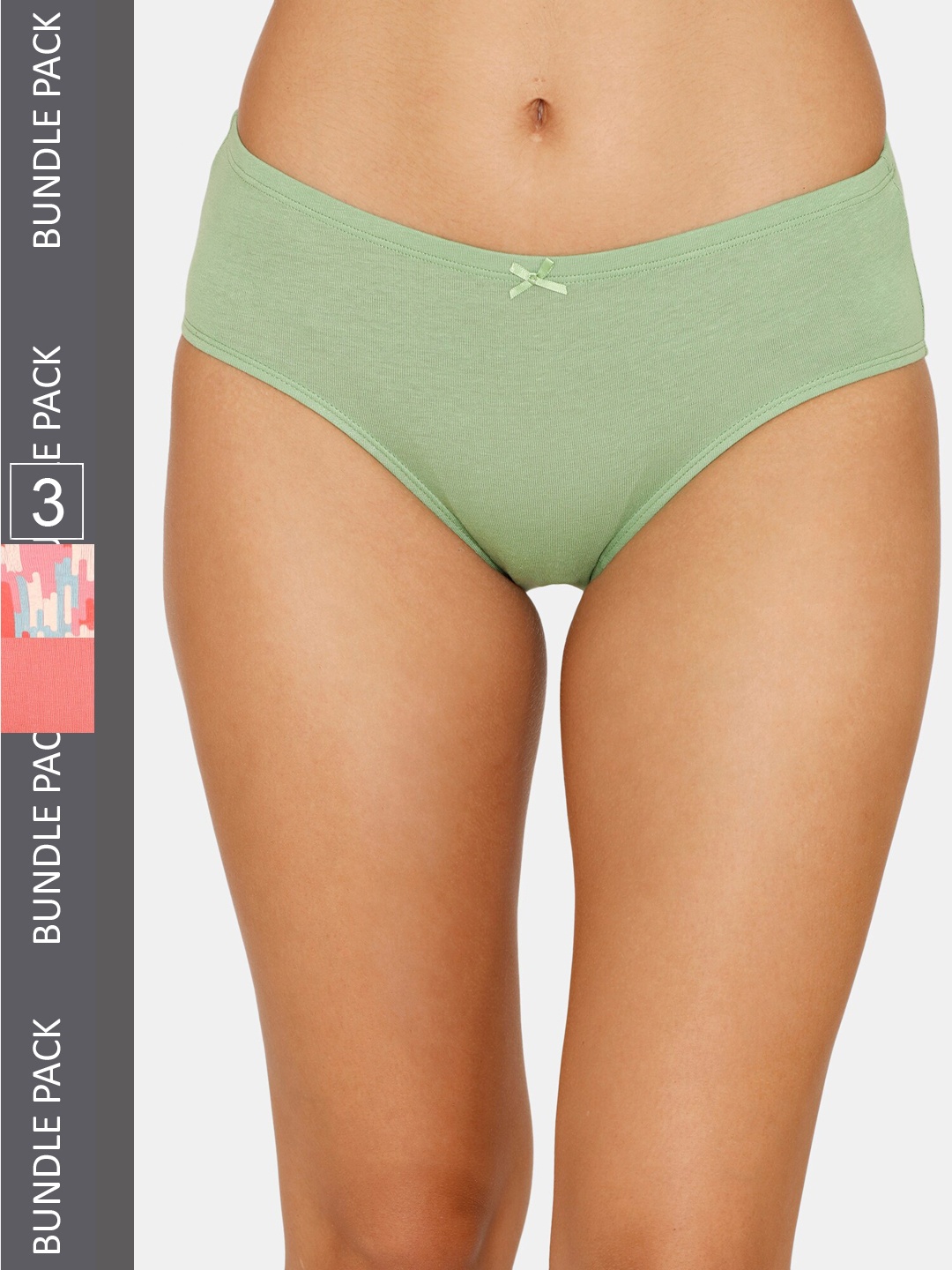 Zivame Women Pack Of 3 Cotton Hipster Briefs, Green