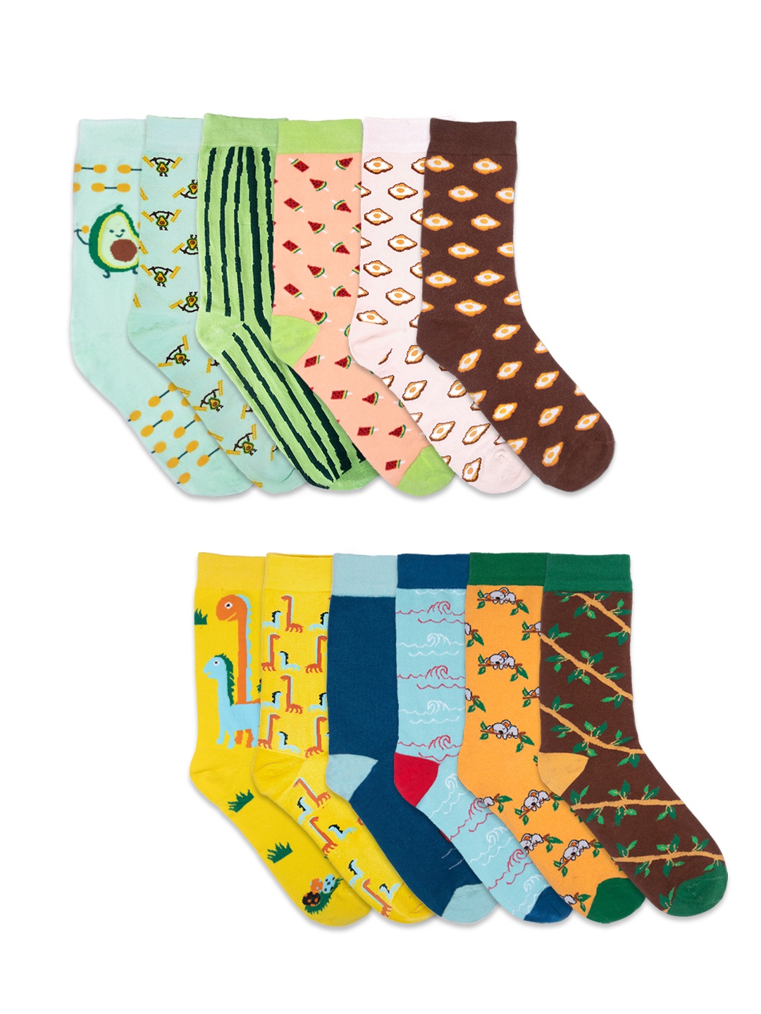 hexafun Foodgasm Series & Animalholic Series Pack of 12 Patterned Crew Length Organic Cotton Socks, Green
hexafun Foodgasm Series & Animalholic Series Pack of 12 Patterned Crew Length Organic Cotton Socks, Green