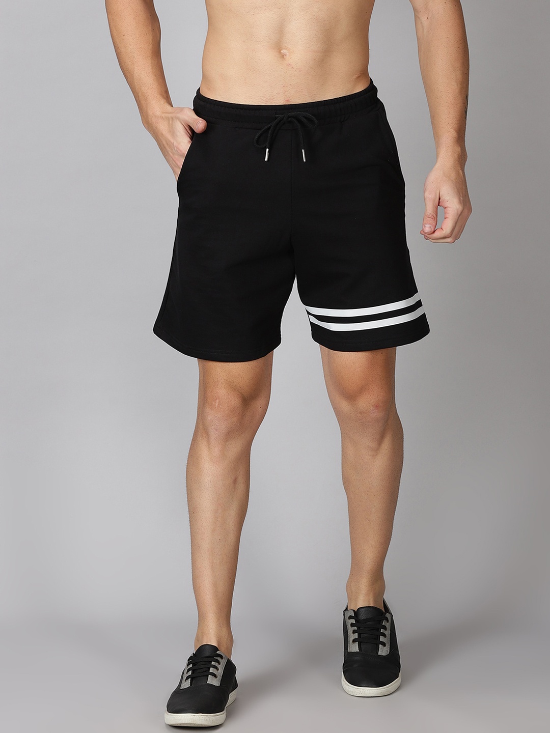 The Short Store Men Black Cotton Sports Shorts
