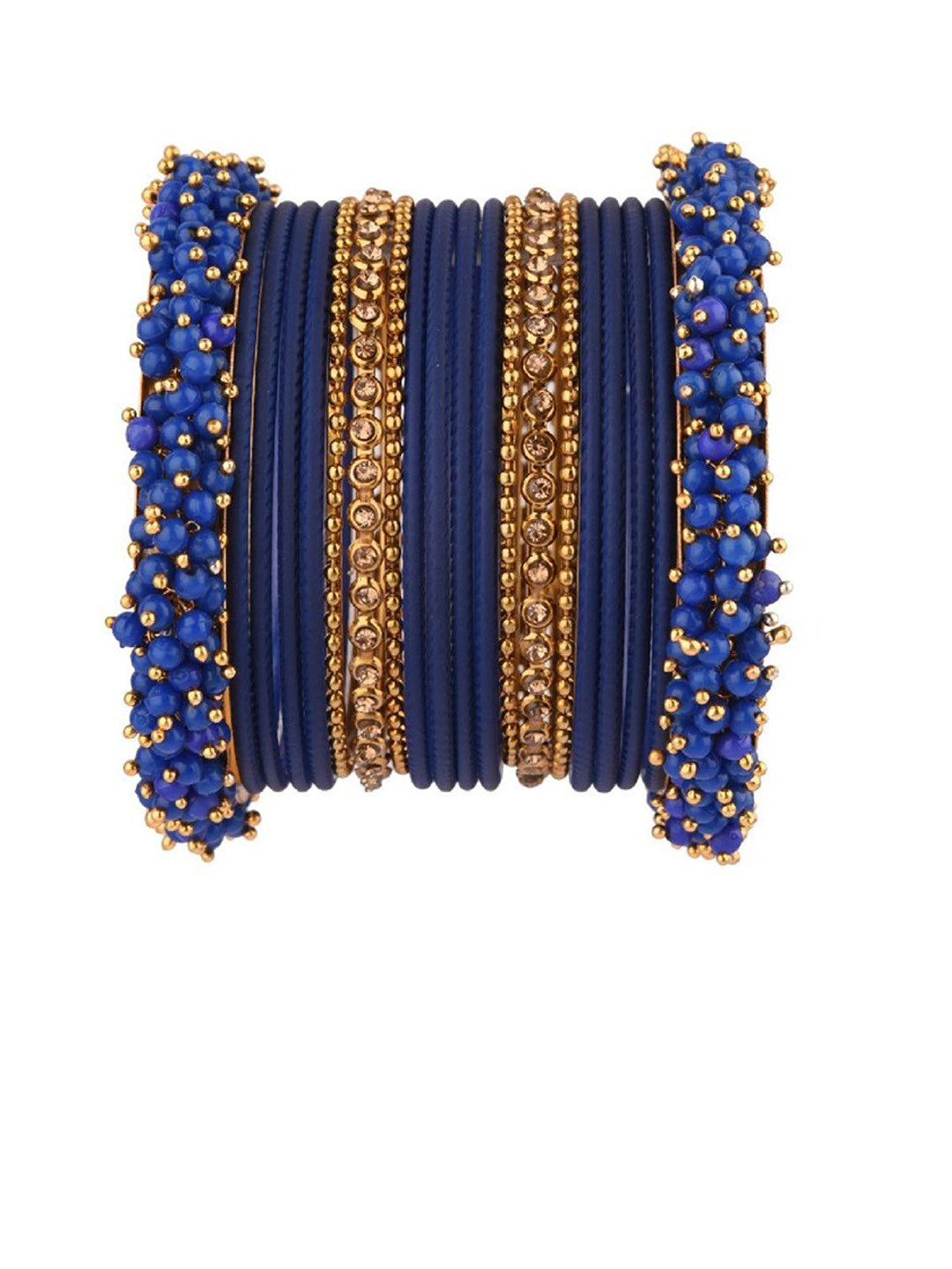 Efulgenz Classic Fashion 20-Pcs Gold-Plated & Blue Crystal-Studded & Beaded Bangle Set
Efulgenz Classic Fashion 20-Pcs Gold-Plated & Blue Crystal-Studded & Beaded Bangle Set