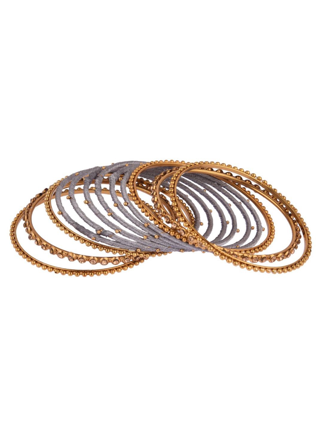 Efulgenz Classic Fashion Set of 24-Pcs Gold-Plated & Grey CZ & Crystal-Studded Bangle Set
Efulgenz Classic Fashion Set of 24-Pcs Gold-Plated & Grey CZ & Crystal-Studded Bangle Set