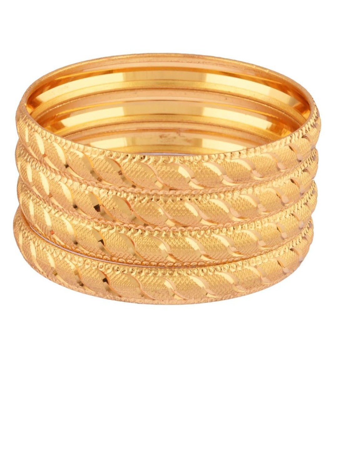 Efulgenz Set Of 4 Gold-Plated Crystal Kundan Bangles