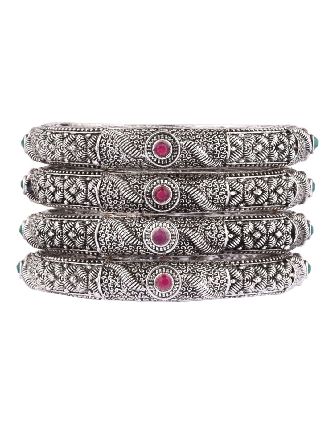 Efulgenz Antique Designer 4-Pcs Rhodium-Plated & Pink Crystal Studded Bangle Set, Multi
Efulgenz Antique Designer 4-Pcs Rhodium-Plated & Pink Crystal Studded Bangle Set, Multi