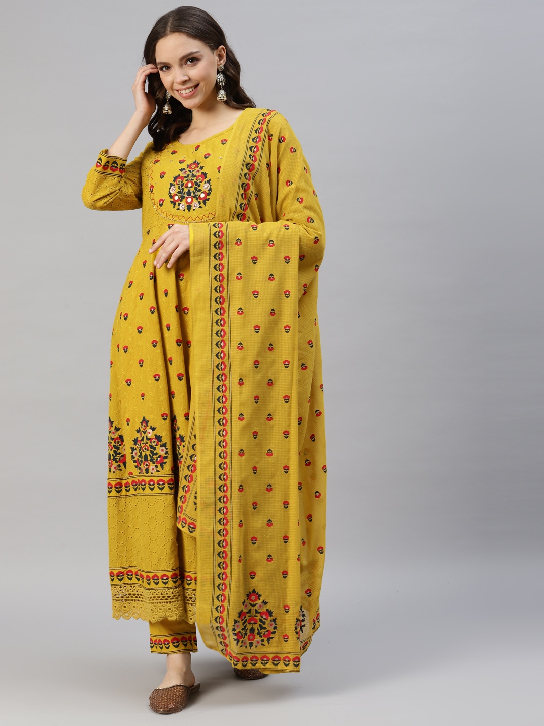 DIVYANK Women Ethnic Motifs Printed Pure Cotton Kurta with Trousers & With Dupatta, Yellow
DIVYANK Women Ethnic Motifs Printed Pure Cotton Kurta with Trousers & With Dupatta, Yellow