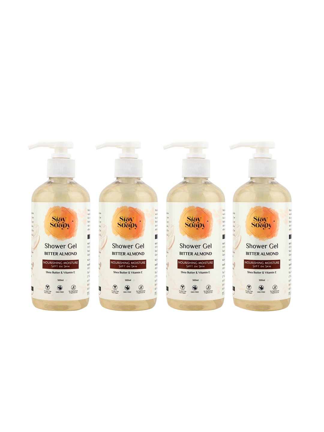 Stay Soapy Set Of 4 Bitter Almond with Shea Butter & Vitamin E Shower Gel 300ml Each, Green
Stay Soapy Set Of 4 Bitter Almond with Shea Butter & Vitamin E Shower Gel 300ml Each, Green