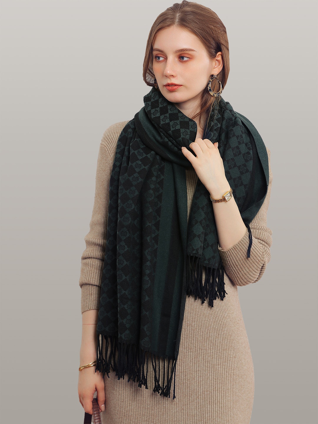 JC Collection Women Green Printed Scarf