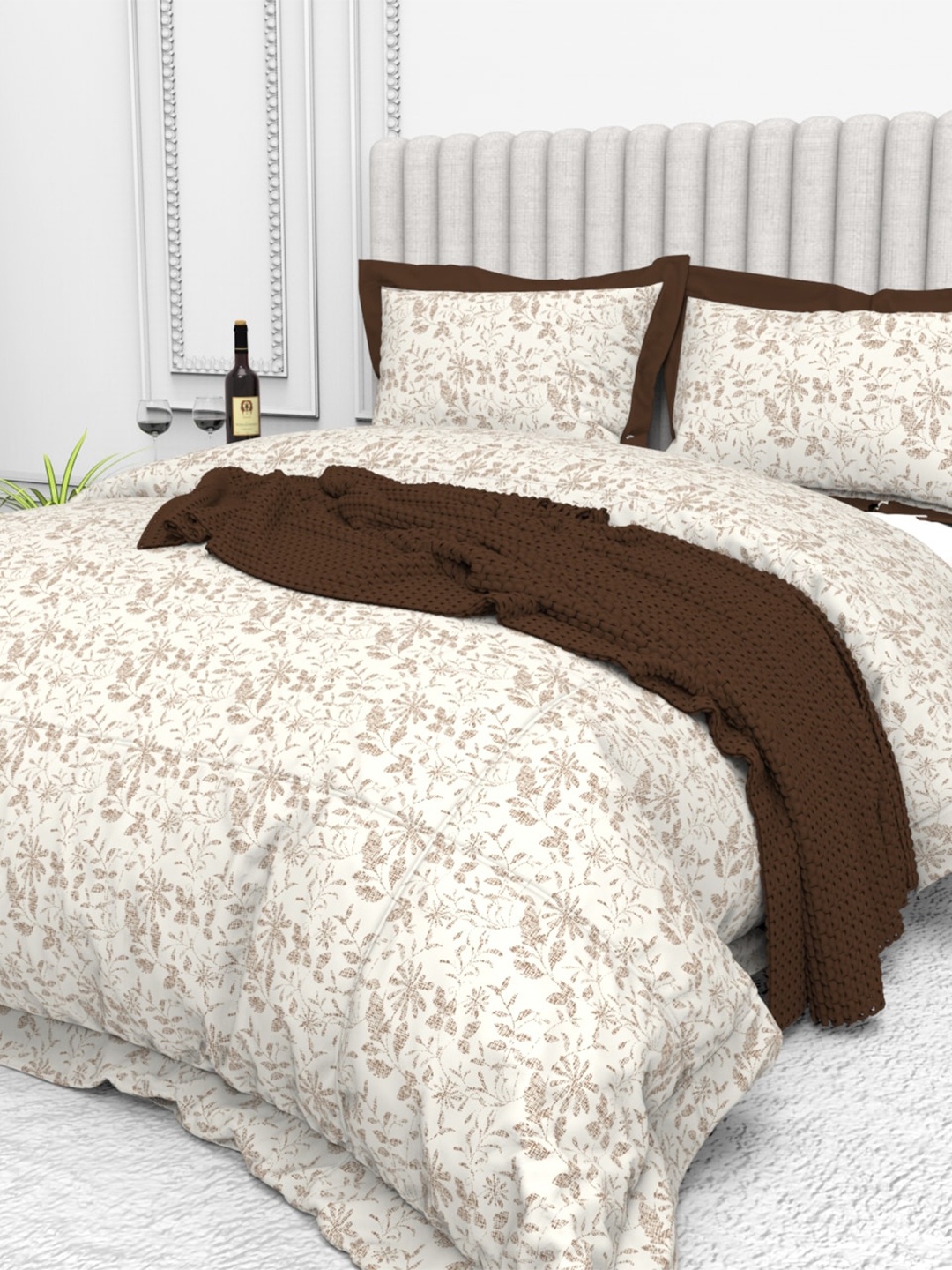 THE WHITE MOSS Brown & White Floral Cotton 250 TC King Bedsheet with 2 Pillow Covers
THE WHITE MOSS Brown & White Floral Cotton 250 TC King Bedsheet with 2 Pillow Covers