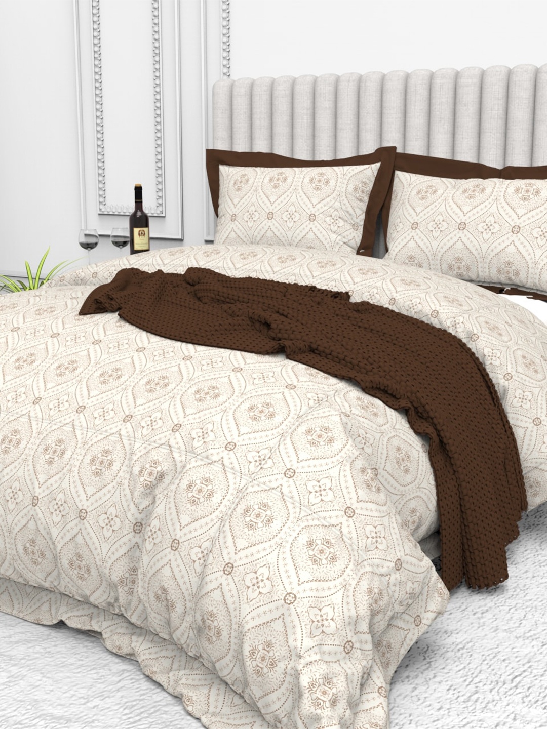 THE WHITE MOSS Tuscan summer Printed Cotton 250 TC King Bedsheet with 2 Pillow Covers, Brown
THE WHITE MOSS Tuscan summer Printed Cotton 250 TC King Bedsheet with 2 Pillow Covers, Brown