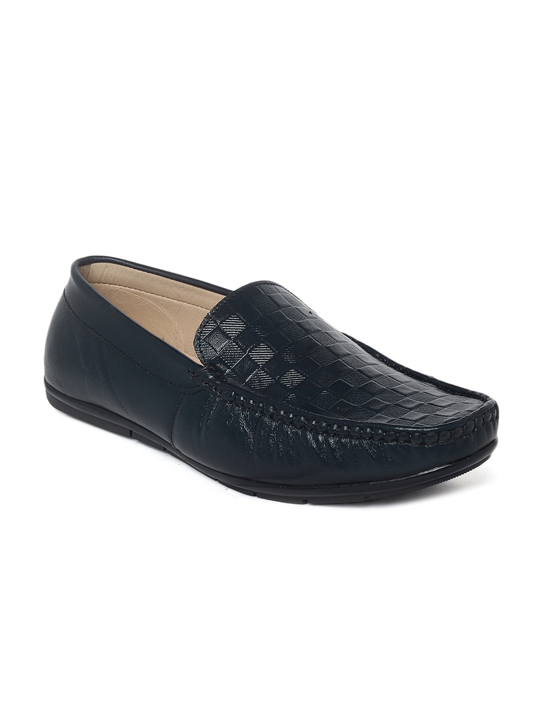 LOUIS STITCH Men Blue Textured Formal Loafers