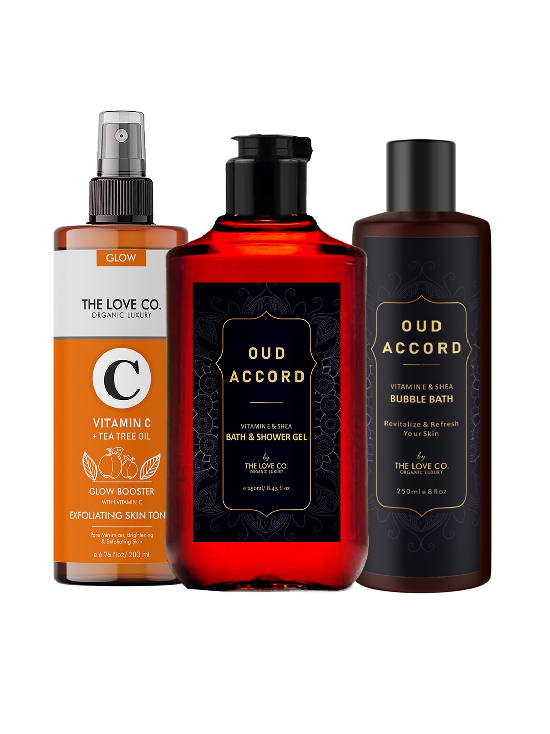 THE LOVE CO. Oud Accord Pack of 3 Hand Wash + Body Wash + Vitamin C Toner - 250ML Each, White
THE LOVE CO. Oud Accord Pack of 3 Hand Wash + Body Wash + Vitamin C Toner - 250ML Each, White