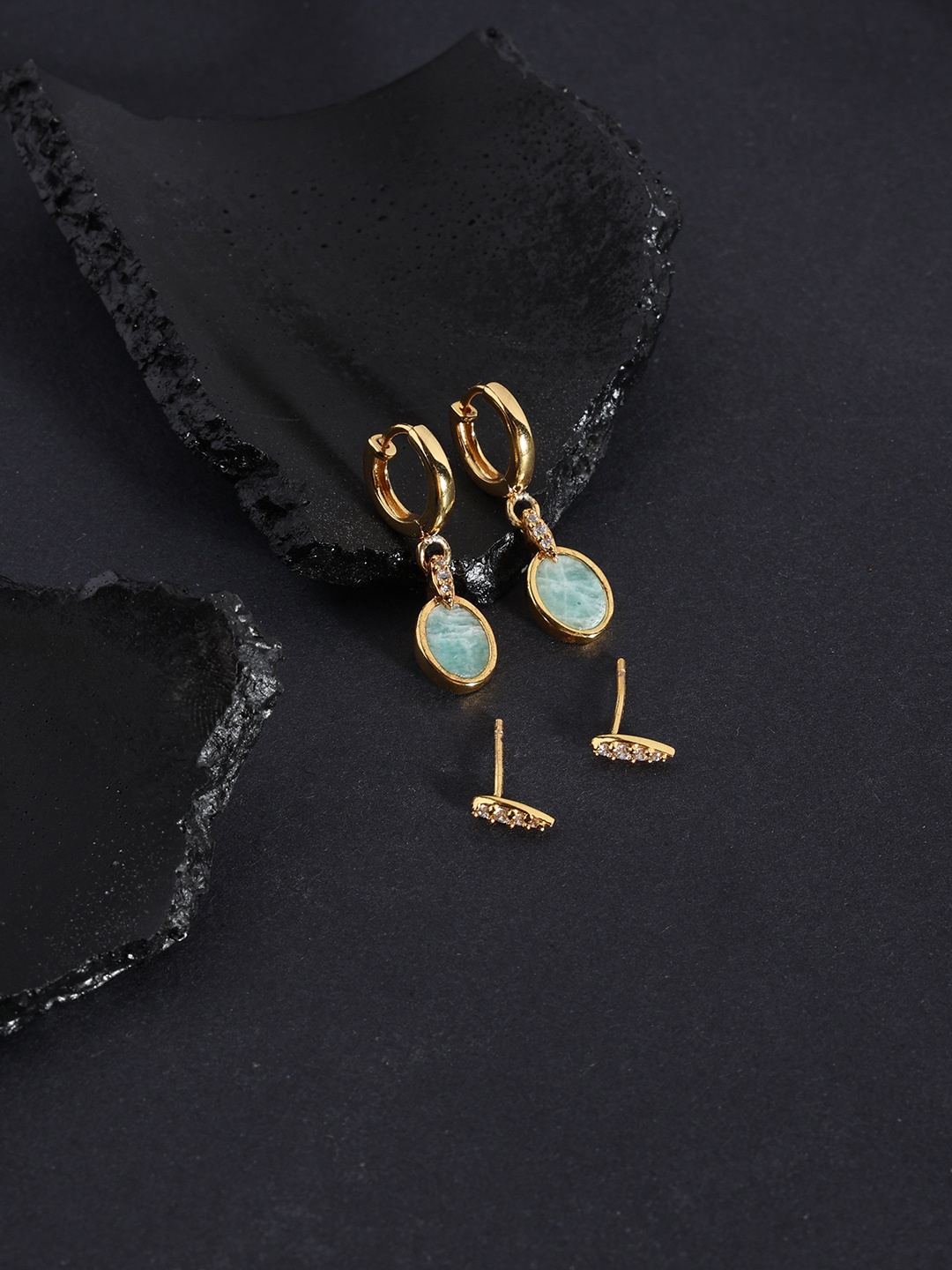 Accessorize London 14K Gold Plated Z Stone Amazonite Stud & Hoop Earring Set, Sea green
Accessorize London 14K Gold Plated Z Stone Amazonite Stud & Hoop Earring Set, Sea green