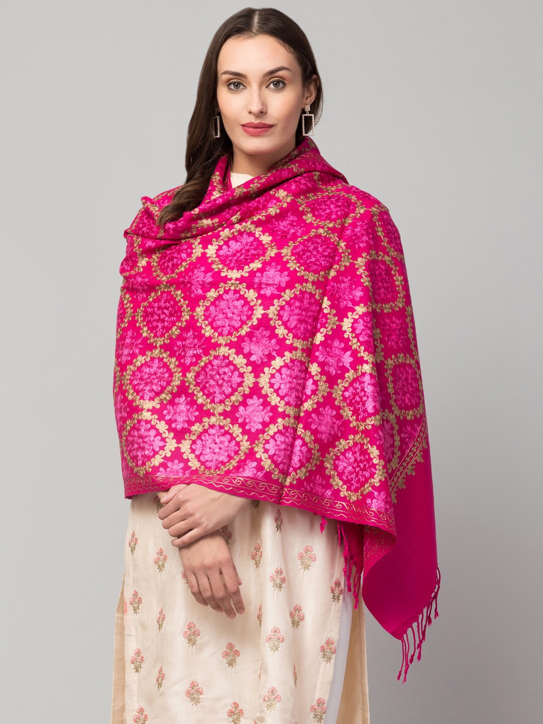Tweedle Women Rose Colored & Gold Toned Floral Dual-Toned Embroidered Pure Wool Shawl
Tweedle Women Rose Colored & Gold Toned Floral Dual-Toned Embroidered Pure Wool Shawl