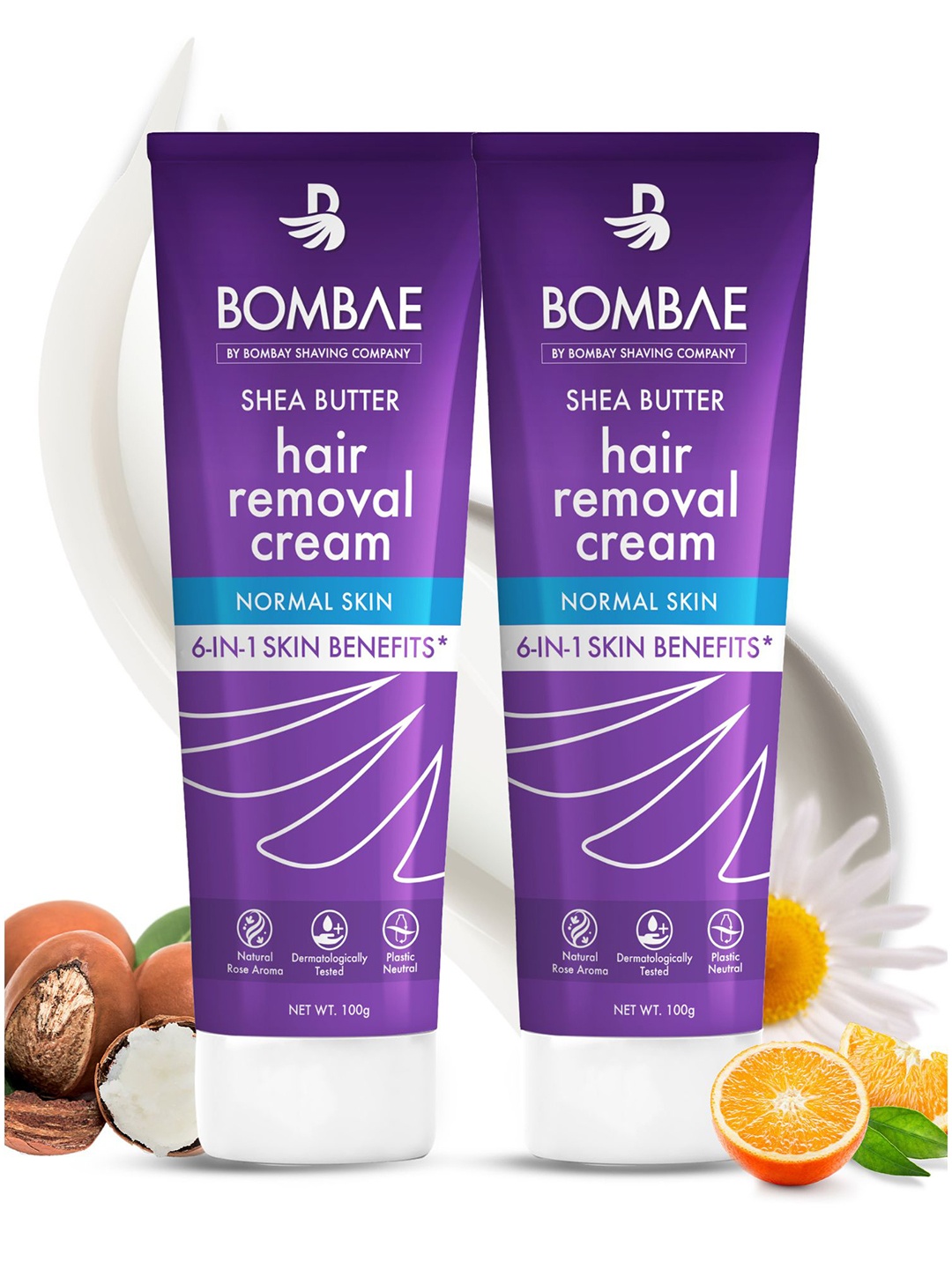 BOMBAE Set Of 2 Shea Butter Hair Removal Cream For All Skin Types - 100g Each, Purple
BOMBAE Set Of 2 Shea Butter Hair Removal Cream For All Skin Types - 100g Each, Purple
