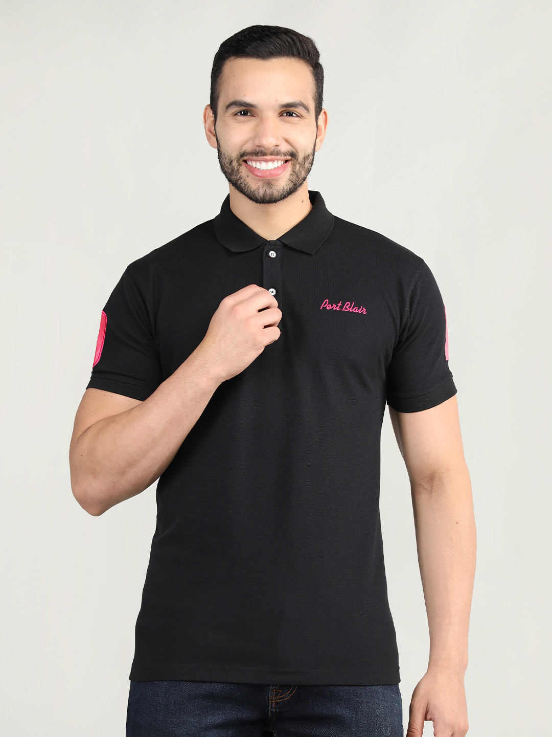 PORTBLAIR Men Black Polo Collar Slim Fit T-shirt
PORTBLAIR Men Black Polo Collar Slim Fit T-shirt